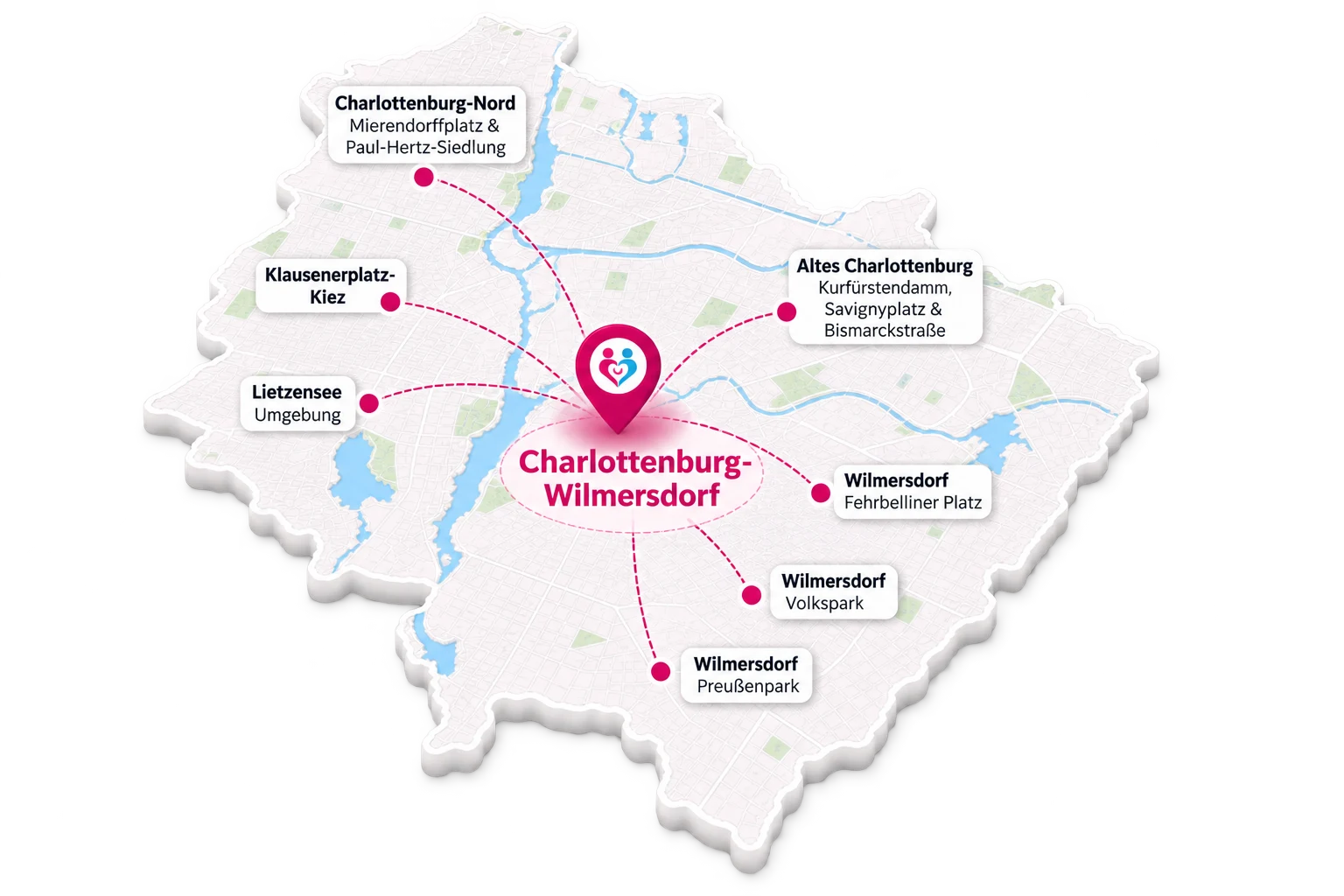 Pflegedienst Charlottenburg - Karte des Einzugsgebiets von AMOR Pflegedienst